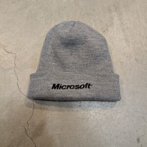 VTG Late 90s Microsoft Beanie Gray Stretch USA Made